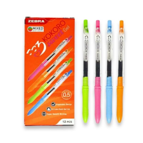 PULPEN GEL HITAM / BOLPEN HITAM / PULPEN GEL / BP ZEBRA KOKORO 0.5 MIX COLOUR