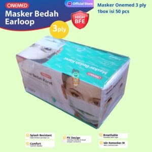 ONEMED - Masker Earloop 3 Ply Medis | Surgical Mask | Green / Hijau