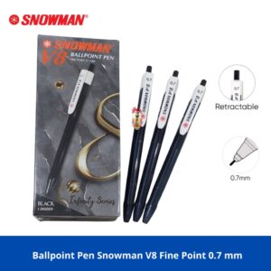 Ballpoint / Pulpen / Bolpen Pen SNOWMAN V8 0.7mm Hitam / black
