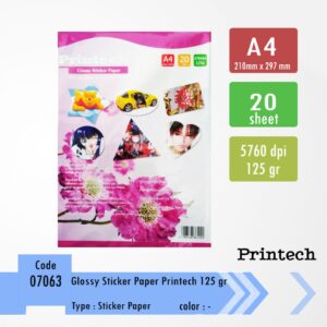 Kertas stiker Glossy A4 Printech 125 gr