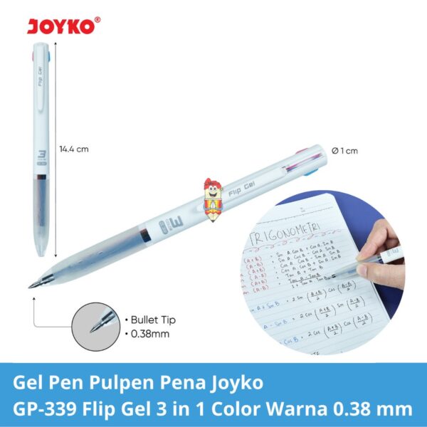 Gel Pen / Pulpen Pena Joyko GP-339 Flip Gel 3 in 1 Color Warna 0.38 mm