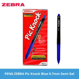 Pena / Pulpen Zebra Pic Knock 0.7mm Blue / Biru Semi Gel