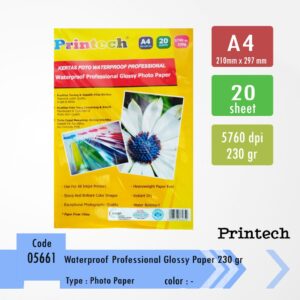 Kertas foto Glossy waterproof A4 Printech 230 gr