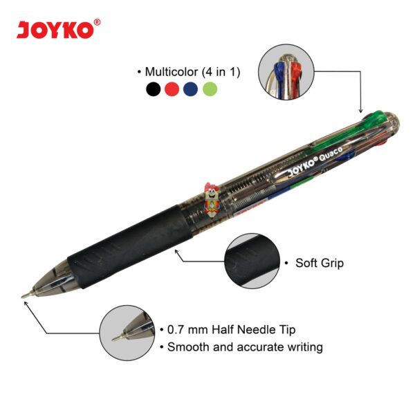 Ball Pen / Pulpen / Pena Joyko BP-213 / Quaco/ 0.7 mm/ 4 Warna/ Colors
