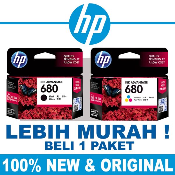 MURAH ! Cartridge Tinta HP 680 (Black/Color) ORIGINAL 1 set