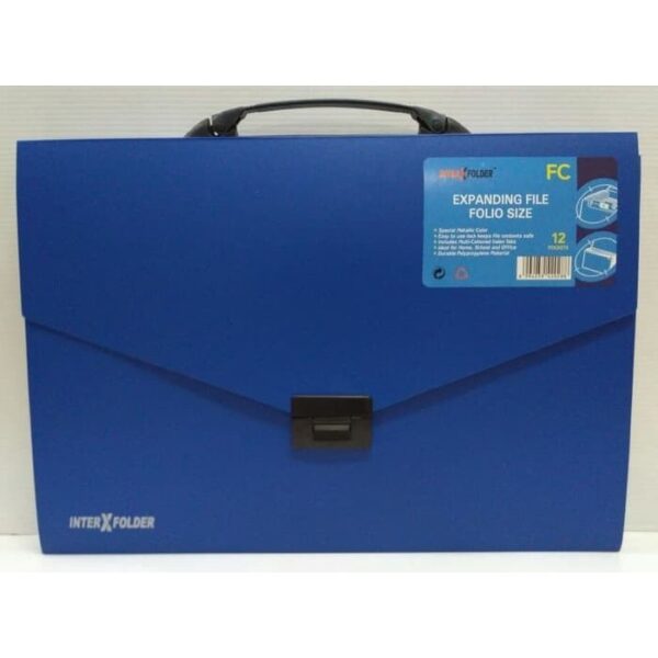 Expanding File W/ Handle Inter-X Blue