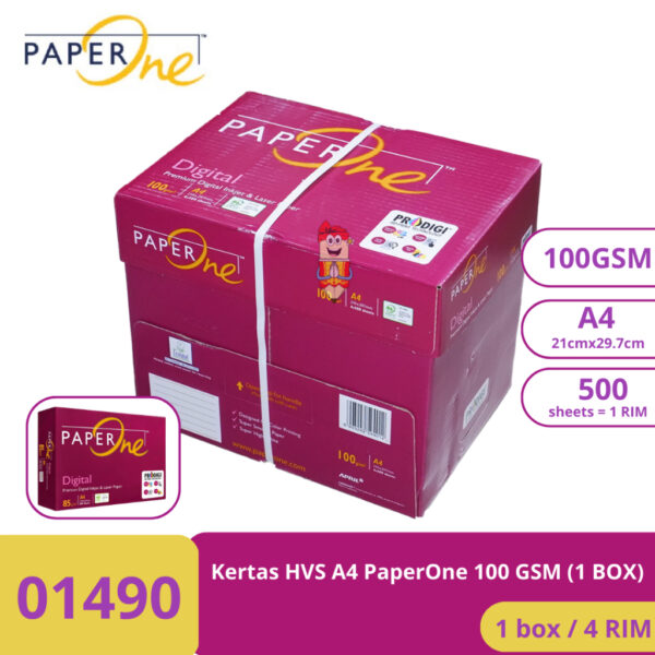 Kertas HVS / foto copy / print ukuran A4 PaperOne 100 gsm ( 1 Box )