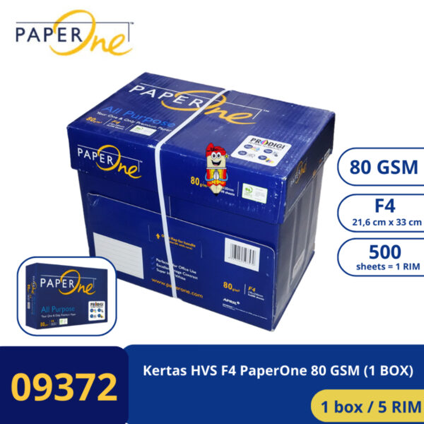Kertas HVS / foto copy / print ukuran F4 PaperOne 80 gsm ( 1 Box )