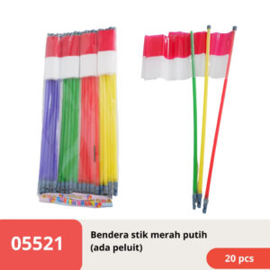 Bendera MERAH PUTIH plastik + tangkai peluit 20 batang