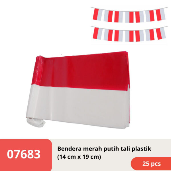 Bendera gantung merah putih tali lux (14cm x 19cm) 1 pak isi 40