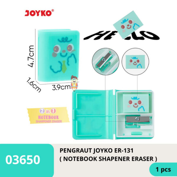 Rautan dan Penghapus Joyko ER-131 Notebook Sharpener Eraser 2 in 1
