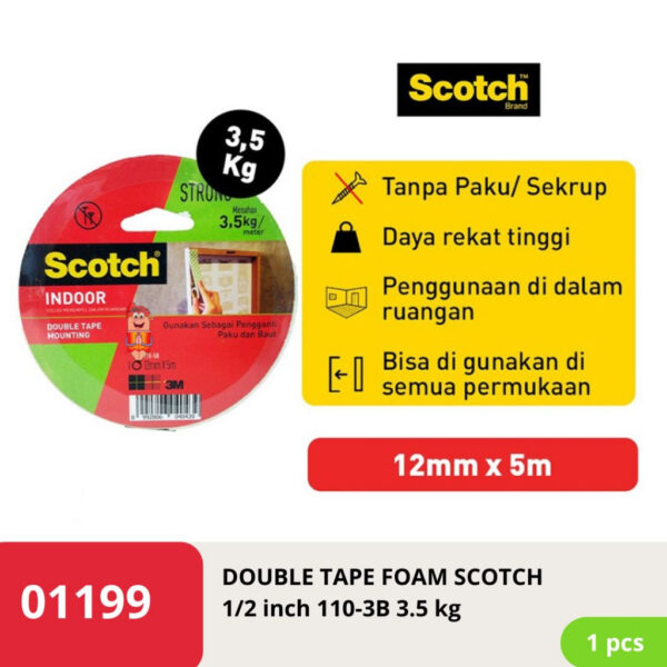 Double Side Tape Foam Scotch 3M 1/2 Inch 110-3b mounting foam