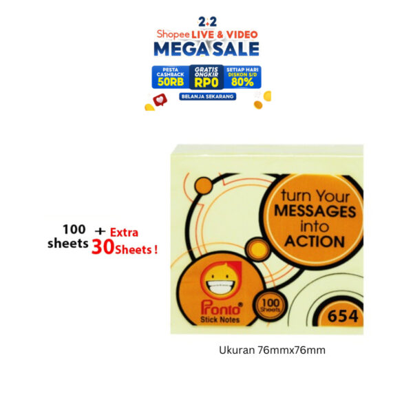 Sticky Notes Pronto 654 (isi 100 sheets + Extra 30 sheets)