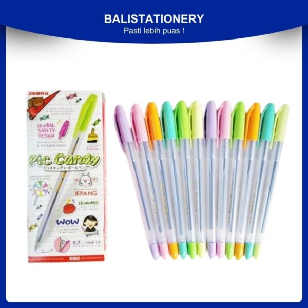 Pulpen Pena Bolpoin Zebra Pic Candy 0.7mm semi fine tip