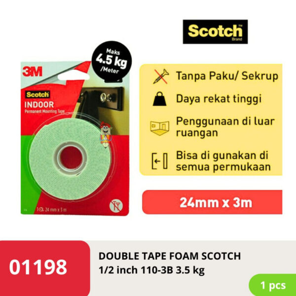 Double Side Tape Foam Scotch 3M 1 Inch