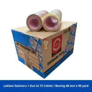 Lakban Daimaru 2 inch 48mm x 90 yard ( 1 dus isi 72 Bening / Cokelat )