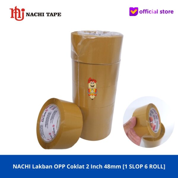 NACHI Lakban OPP Coklat 2 Inch 48mm [1 SLOP 6 ROLL]